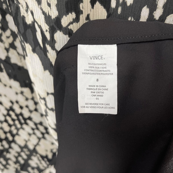Vince 100% Silk Sleeveless Shift Dress Abstract/Snakeskin-ish Print ~ Size 8 - Picture 8 of 11